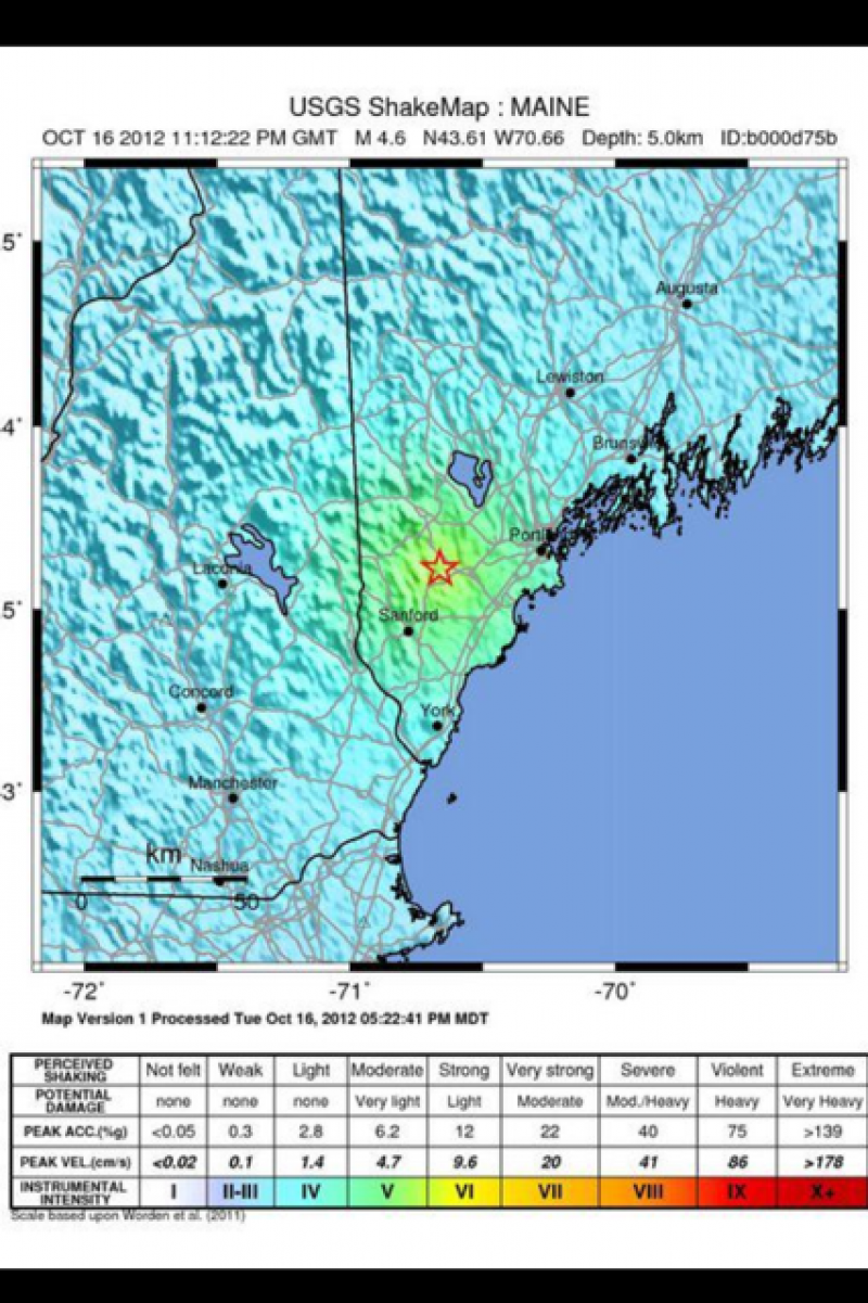 Earthquake hits Southern Maine York, Maine Fire Department