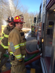 Firefighter Jon Gay is seen here conducting pump training with Squad 2 today.  Yes, he is still in York Beach turnout gear, but his new York Village gear will be arriving next month!